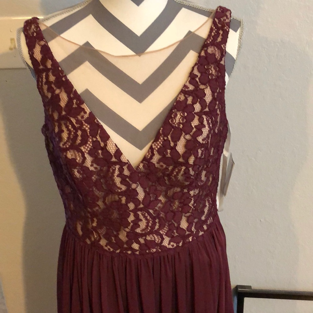 Illusion V-Neck Lace and Mesh Dress